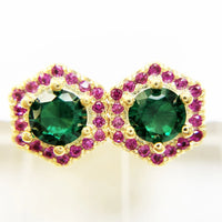Hexa Green Ear Studs