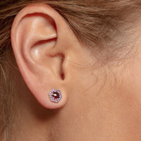 Hexagon Red Ear Studs
