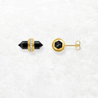 Hexagonal Onyx Ear Studs