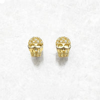 Golden Skull Pave Ear Studs