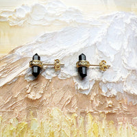 Hexagonal Onyx Ear Studs