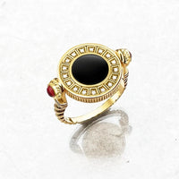 Anello spinner con moneta in onice nero