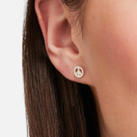Peace White Stone Ear Studs