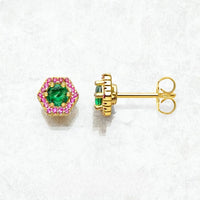 Hexa Green Ear Studs