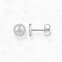 Peace White Stone Ear Studs