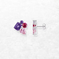 Geometriska rosa och lila stenar öronstänger