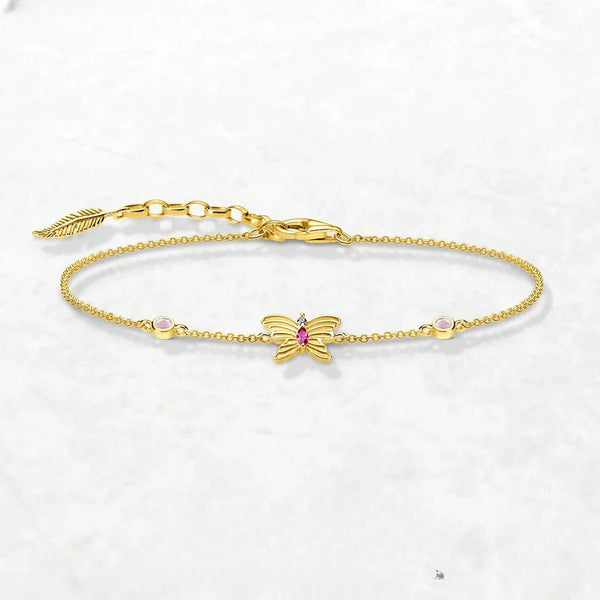 Pulsera de oro de mariposa