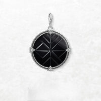 Black Round Stone Charm