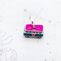 Encanto de autobús de amor de esmalte azul