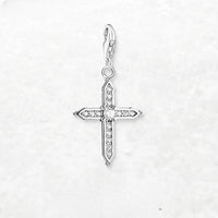 צלב זירקון לבן Charm