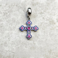 כסף צלב צבעוני Charm