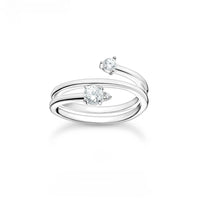 Arrow White Stones Open Ring