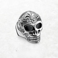 Blackened Lily Skull Ring