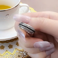 블랙 CZ 레인 링