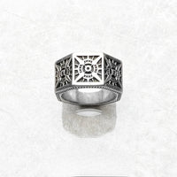 Compass Angular Black Ring