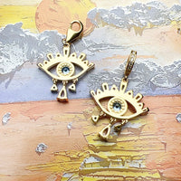 עין כחולה מצופה זהב Charm